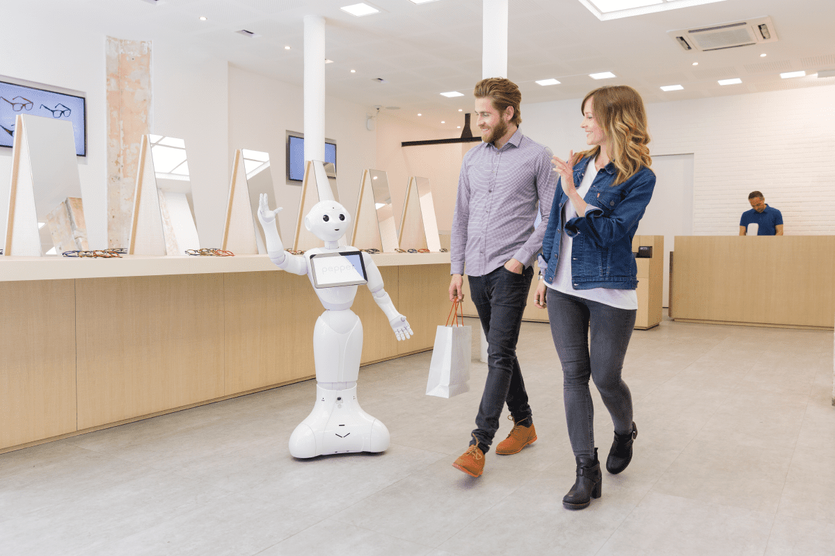 AI robots such as Pepper can understand natural language and emotions when interacting with shoppers