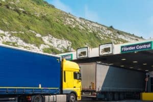 Lorries queue to pass border controls at Dover. Image: Shutterstock