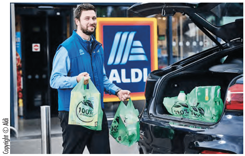 Taking collection of an online order. Image courtesy of Aldi