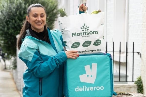 Deliveroo now delivers groceries from supermarkets including Morrisons. Image courtesy of Deliveroo