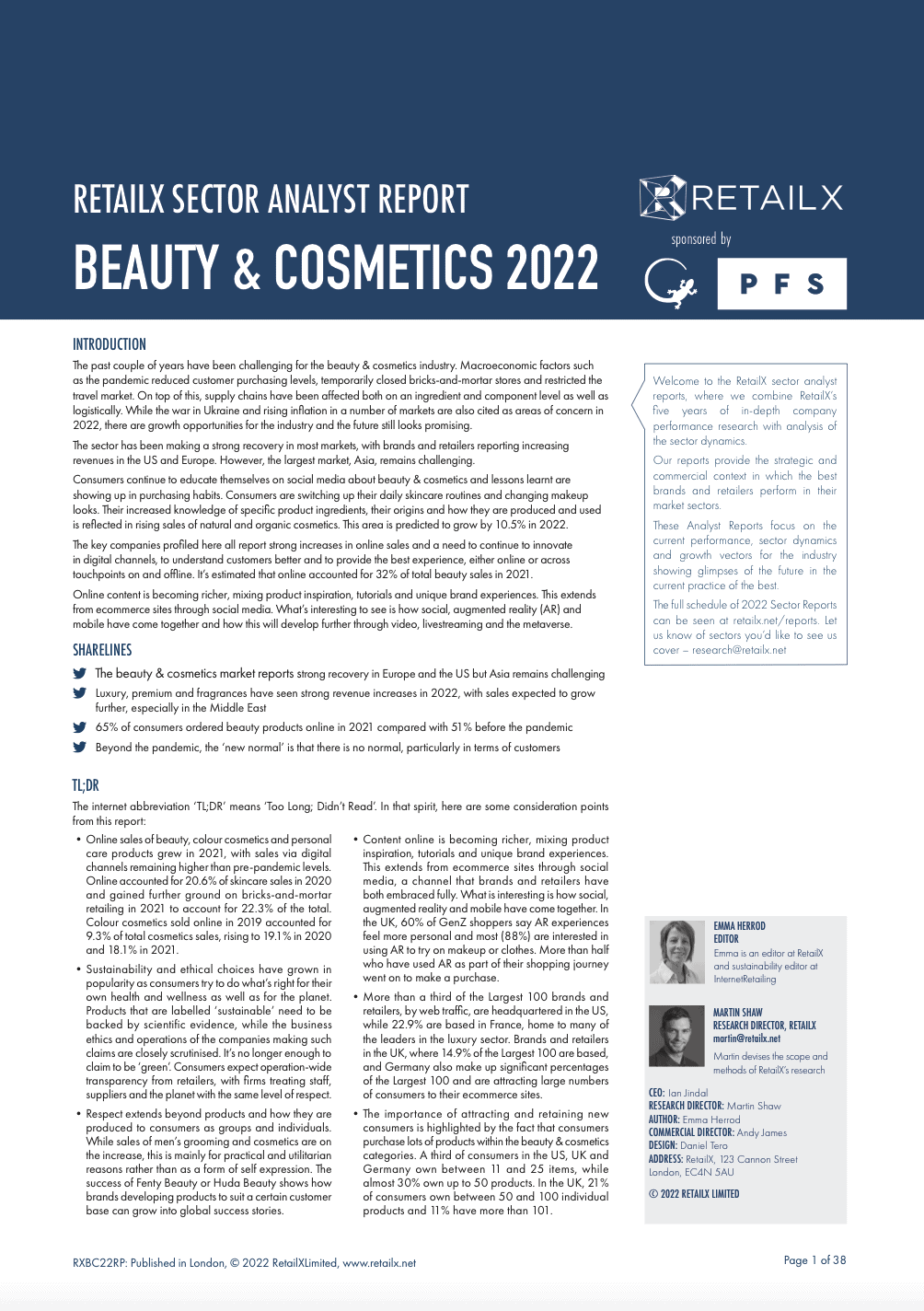 RetailX Sector Analyst Report: Beauty & Cosmetics 2022