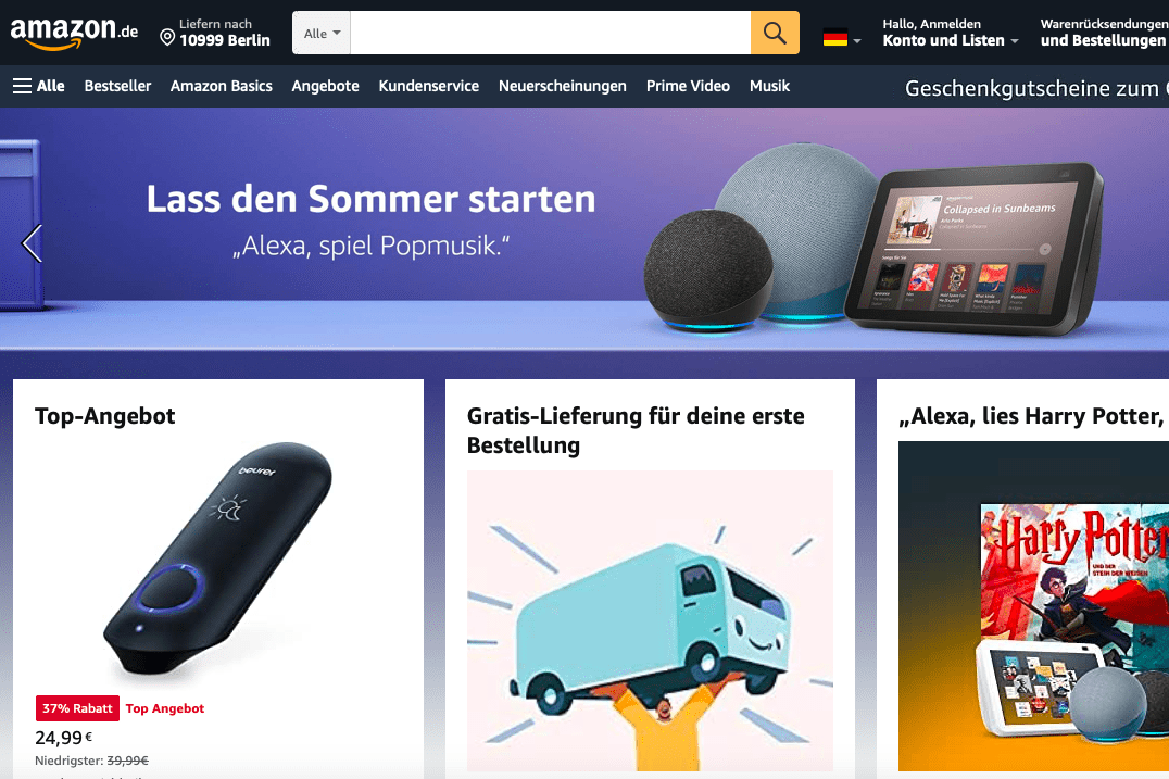Screenshot of Amazon.de