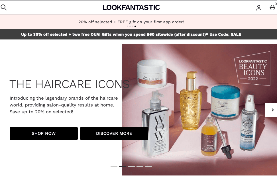 THG brand Lookfantastic is part of its beauty division. Image: screenshot of Lookfantastic.com
