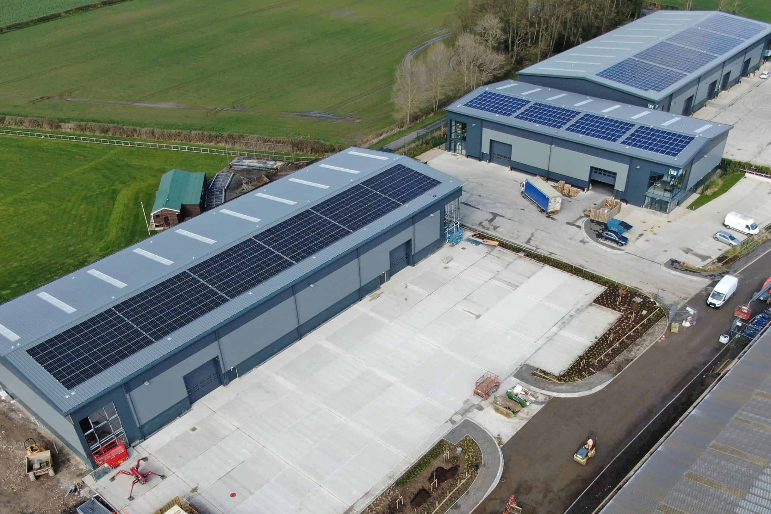 Potter Space Business Park, Ripon, already has solar panels in place on its warehouses. Image courtesy of Potter Space/UKWA