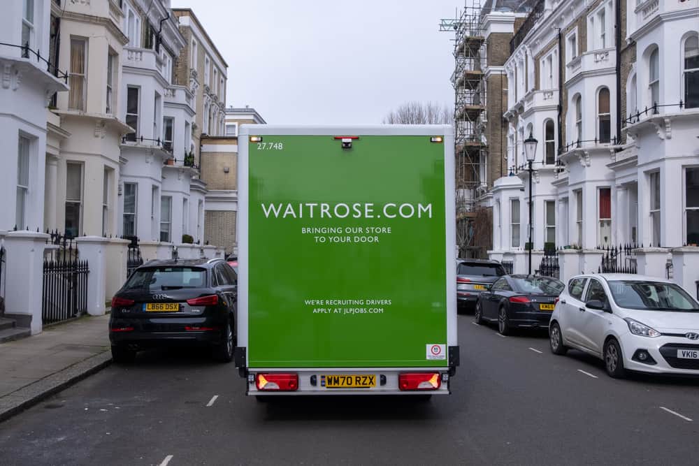 London-,March,2021:,Waitrose,Delivery,Truck,On,Dropping,Of,Food