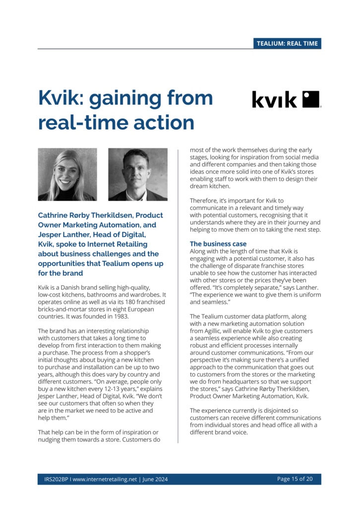 Kvik: gaining from real-time action Tealium