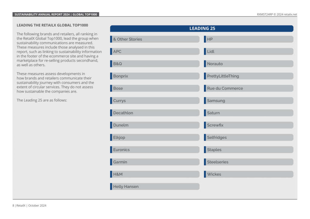 RetailX Sustainability Annual Report 2024 - Leading 25 Retailers