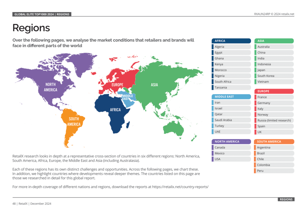 RetailX Global Elite Top1000 360° Report 2024 - REGIONS MAP