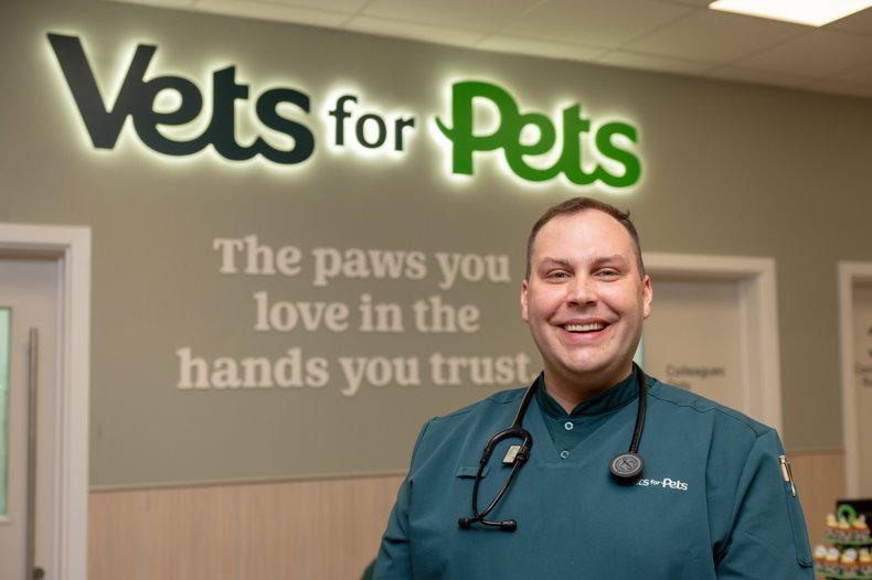 Vet Pawel Kowalczyk at the new Vets for Pets. Clacton-on-Sea, 21st March 2025