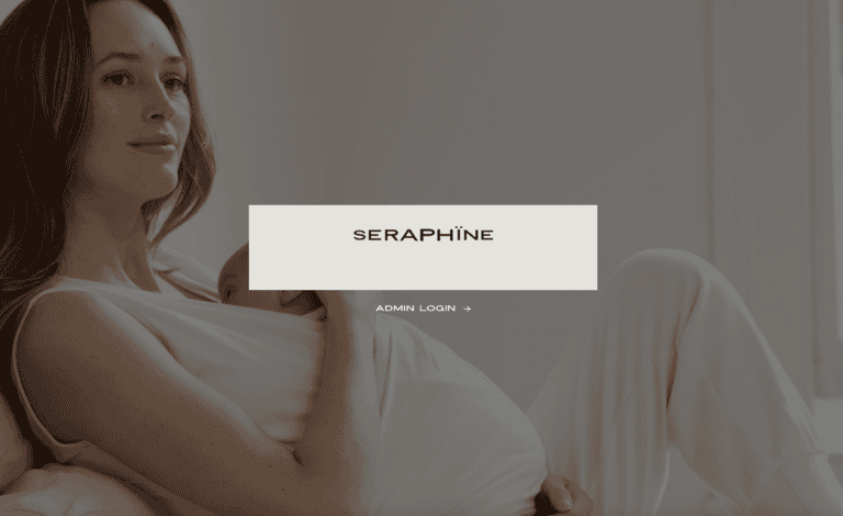 Screenshot of Seraphine website, which is closed following its administration